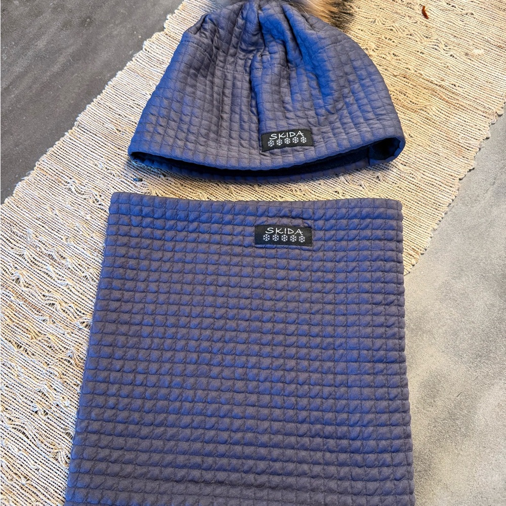 Blue Beanie and Scarf Set